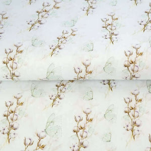 patterned double gauze fabric butterfly and cotton buds muslin fabric uk