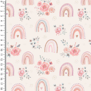 an image of pink rainbow roses cotton jersey fabric