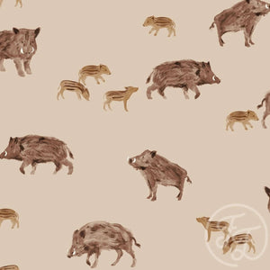 REMNANT 54 CM Jersey Fabric - WILD BOAR by Family Fabrics