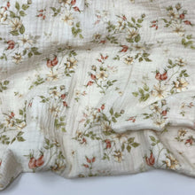 Load image into Gallery viewer, LAST METER Organic Muslin Fabric / Double Gauze Fabric - Wild Roses
