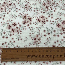 Load image into Gallery viewer, organic cotton muslin fabric small flowers double gauze fabric organic gots
