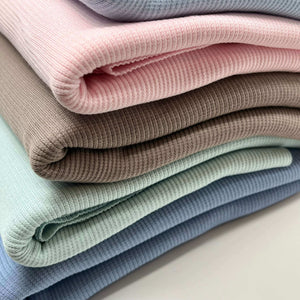 Fine Rib Knit Jersey Fabric - Baby Pink