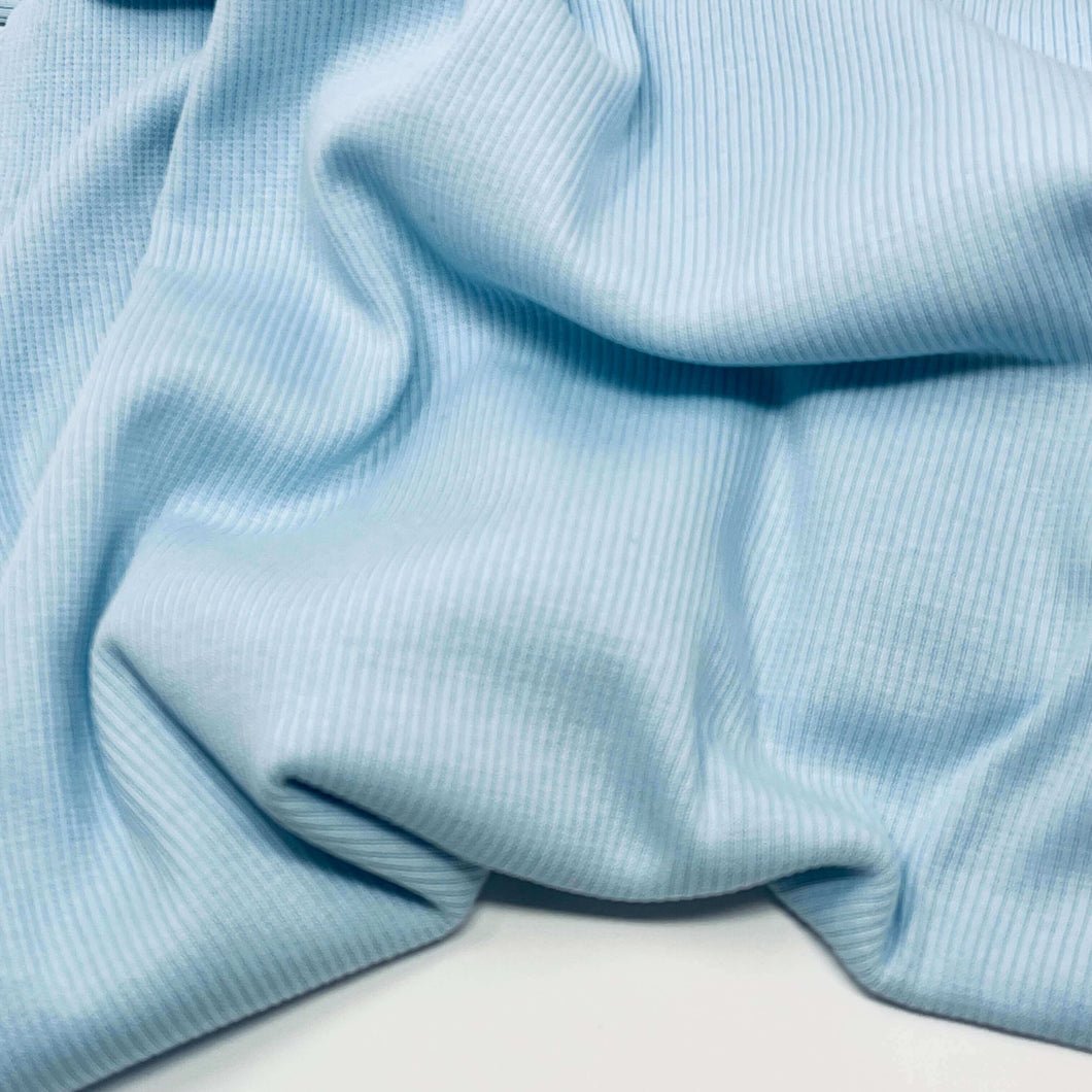 Fine Rib Knit Jersey Fabric - Baby Blue