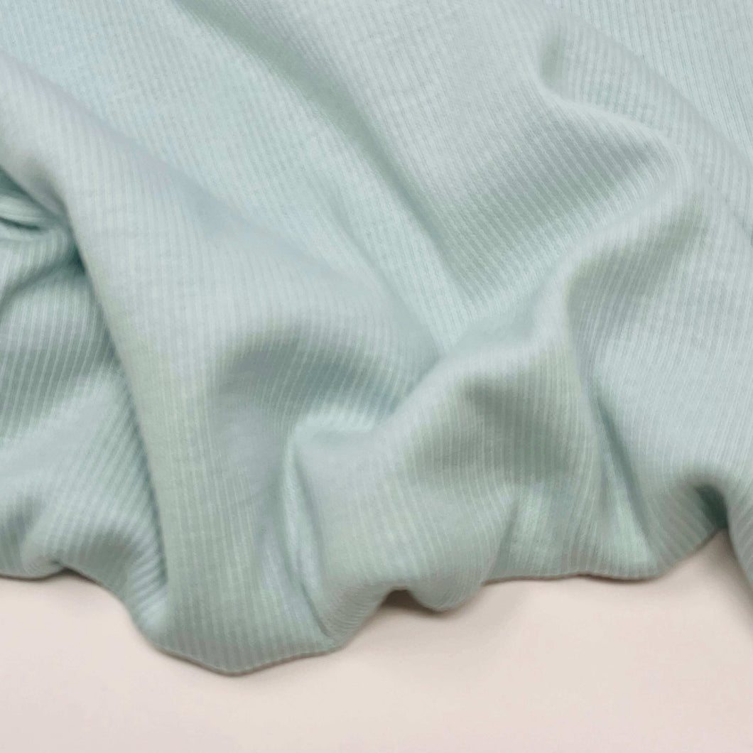 Fine Rib Knit Jersey Fabric - Frosty Mint