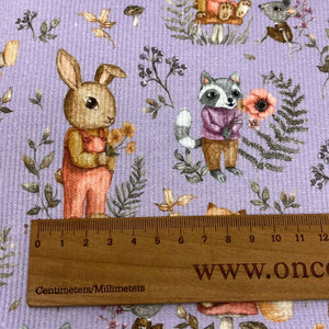 Fine Rib Knit Jersey Fabric - Forest Friends