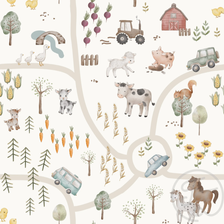 Cotton Jersey Fabric - Country Roads