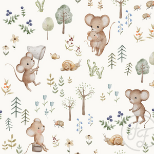 Cotton Jersey Fabric - Cute Mice