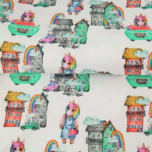 Load image into Gallery viewer, rainbow unicorn jersey fabric uk
