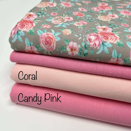 pink roses jersey fabric solid pink jersey