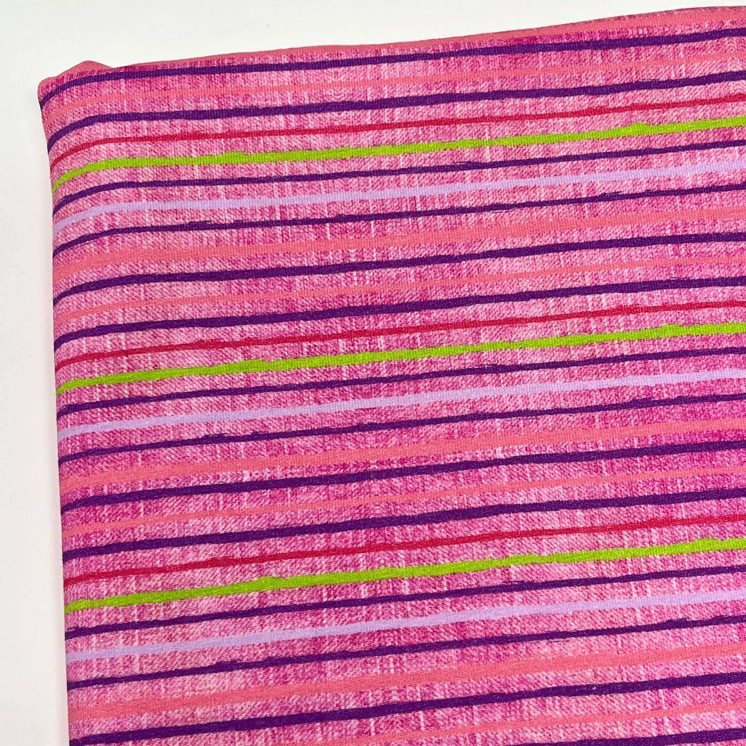 LAST METER Cotton Jersey Fabric - Stripes Pink