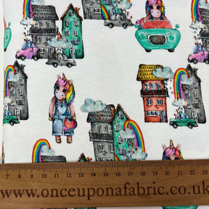 rainbow unicorn jersey fabric uk