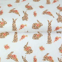 Load image into Gallery viewer, LAST METER Jersey Fabric - Leopard Bunnies on white
